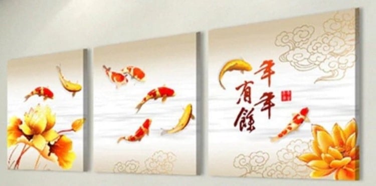 koi art koi fish chinese calligraphy painting 