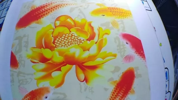 9 koi fish painting golden lotus flower chinese calligraphy painting