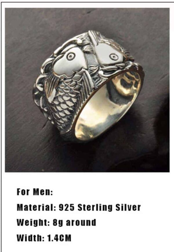 sterling silver rings Double Silver Koi Fish