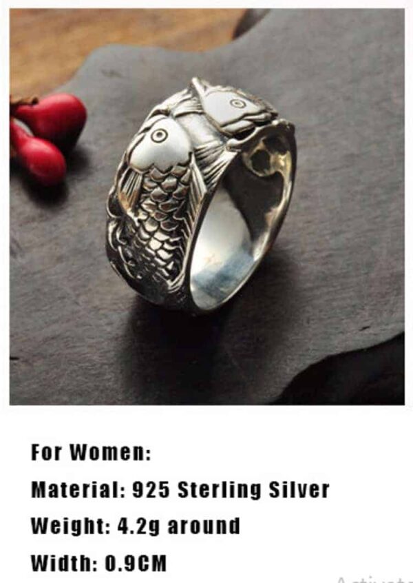 sterling silver rings Double Silver Koi Fish