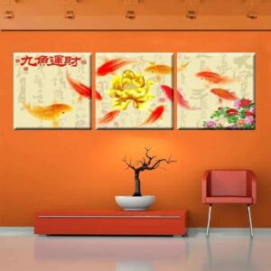 koi fish art koi fish painting golden lotus flower chinese calligraphy painting