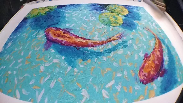 two chagoi koi fish abstract painting