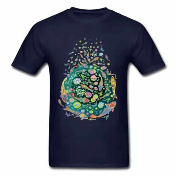 Koi fish shirt doodle art design for sale navy blue