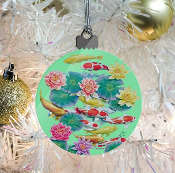 Koi Fish Pond Water Dance Acrylic Christmas Tree Holiday Ornament 2