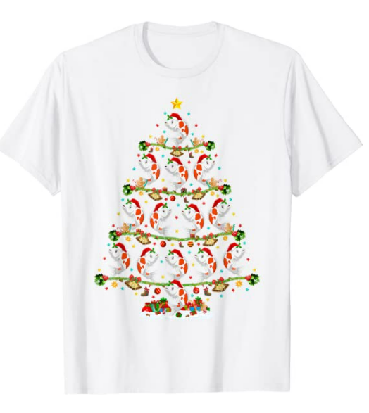 Funny Xmas Lighting Santa Koi Fish Christmas Tree T-Shirt 7