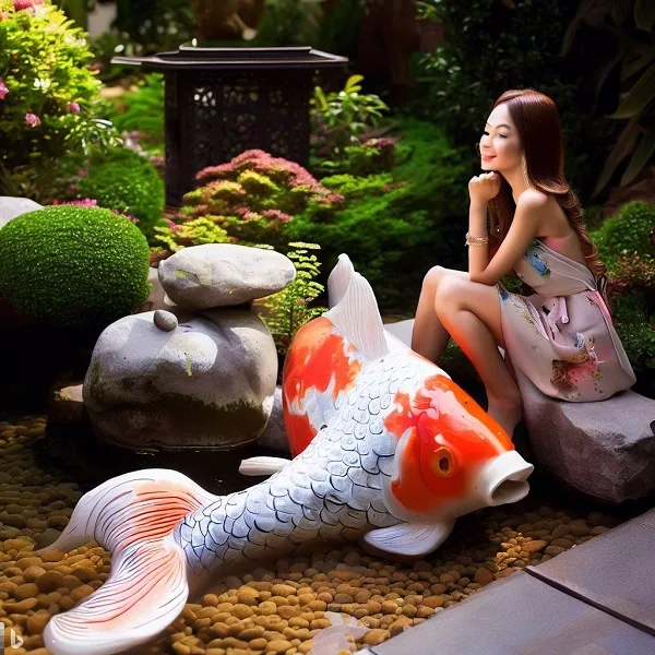 Koi fish sculptures