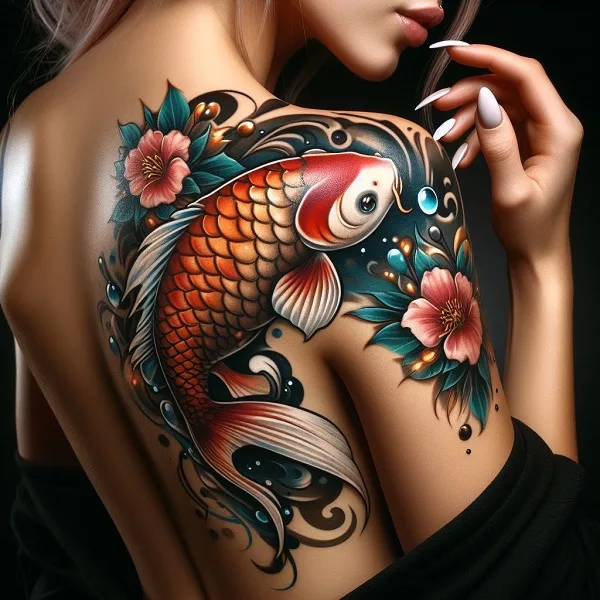 Koi fish tattoo for females design