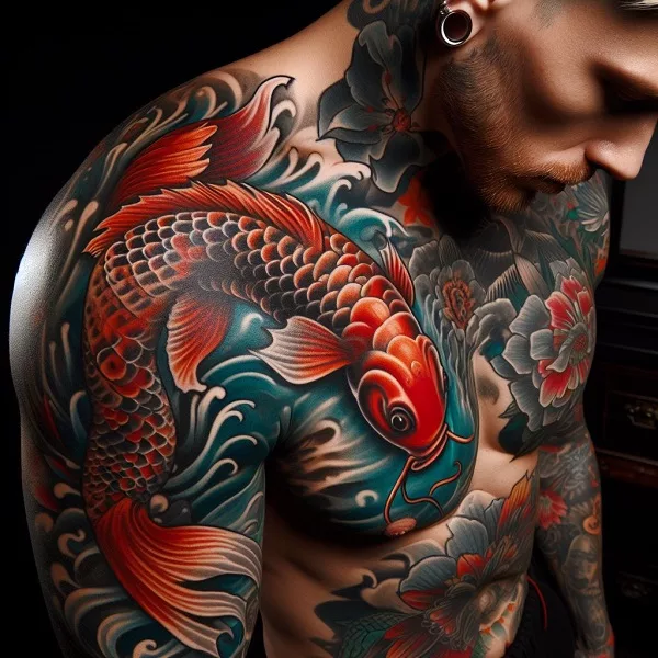 Koi fish tattoo men design