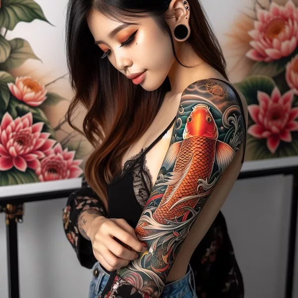 Koi fish tattoo sleeve design