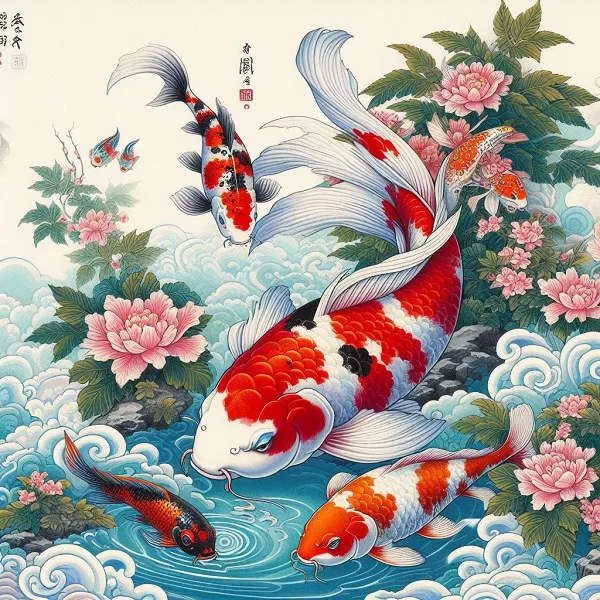 traditional Japanese paintings  Symbolism of koi fish in japan