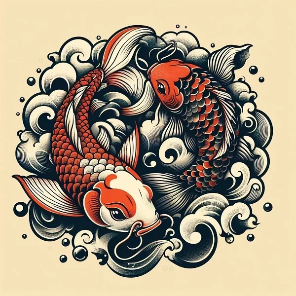 two red koi fish tattoo 