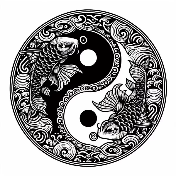 Traditional irezumi designs Yin Yang koi fish tattoo designs