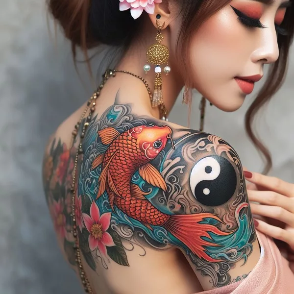 yin yang koi fish tattoo 
